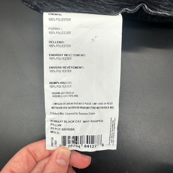 Black Cat Throw Pillow Stuffed Animal Creepy Halloween Bombay Kitty Decorative - Picture 7 of 10